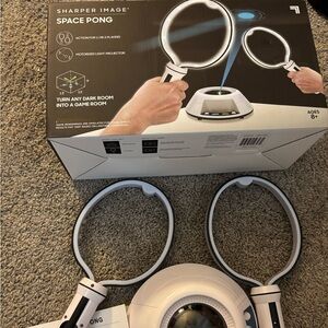 Interactive Sharper Image Pong Game with White and Black Design